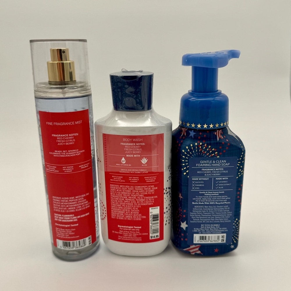 Bath & Body Works Firecracker Pop Spray, Body Wash, & Hand Soap Gift Set NWT - Picture 3 of 5